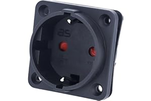 as – Schwabe Einbausteckdose - 50 x 50 mm Flanschmaß - Schutzkontaktsteckdose 230 V, 16 A - Steckdose zum Einbauen - IP20 Innenbereich - Für Camping und Caravan - schwarz – 45081