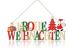 COCHIE Weihnachten Deko,Türdeko Weihnachten mit Frohe Weihnachten-Schriftzug,Weihnachtsdeko Hängend, Fenster oder Wand Schmücken