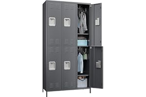 ‎SUPEER SUPEER Metal Locker Cabinet with 6 Compartments, Metal Wardrobe with Ventilation Slits for Employees, Gym, School, Office (Dark Grey)