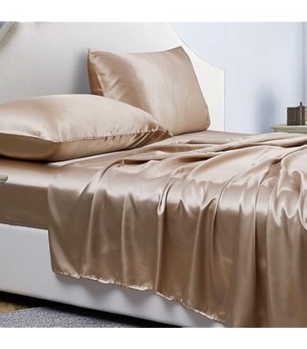 Parure De Lit En Coton égyptien – 1500 Fils – Twin XL – Rayures Dorées – Draps-housses Et Taies D’oreiller