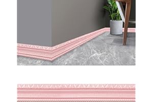 MYBOO 3D Pattern Sticker Wall Trim Line Skirting Border, 230x8CM Wallpaper Borders Self Adhesive Waterproof 3D Foam Edge Strip Border Dado Rail Decoration for Living Room Bedroom Kitchen Home (Pink)