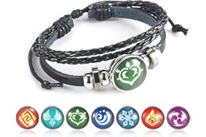 KAIAIWLUO Genshin Impact Bracelet lumineux avec 7 éléments de rechange Yuansh Genshin Impact Élément de jeu Insigne Anime Bracelet périphérique pour enfants adultes fans d'anime