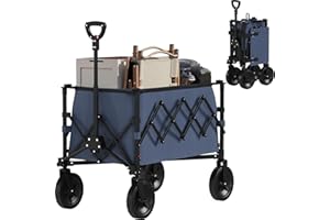 TRIUMPHKEY Chariot roulettes Chariot de Transport Pliable,Chariot de Jardin,120L Chariot de Plage,600D Oxford Waterproof Chariots de Courses,Capacité de 100kg