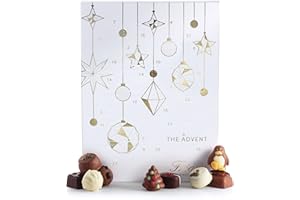 Friars Luxury Chocolate Advent Calendar – Premium Milk, Dark, and White Chocolates with Artisanal Truffles | Winter Scene Box | 24 Days of Indulgence