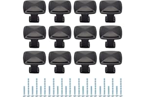 ATOPO 12 Pièces Boutons de Tiroir, Poignée Cuisine avec 2 Vis de Taille pour Meubles, Armoire, Commode, Parfait pour Porte, Bureau, Chambre, Placard (Noir)