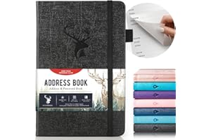 AISBUGUR Address Book with Alphabetical Tabs: Hardcover Small Passwordbook - Address Book Large Print for Phone Numbers - Internet Website Logins - AddressNotebook Journal for Home 5"*7.6"-Black