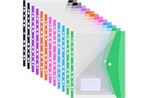 SOYIRI 12 Stück Dokumententasche A4,Dokumentenmappe Sichttaschen mit Druckknopf und Etikettentasche, Erweiterbare Sammelmappe Dokumenten Taschen,6 Farben