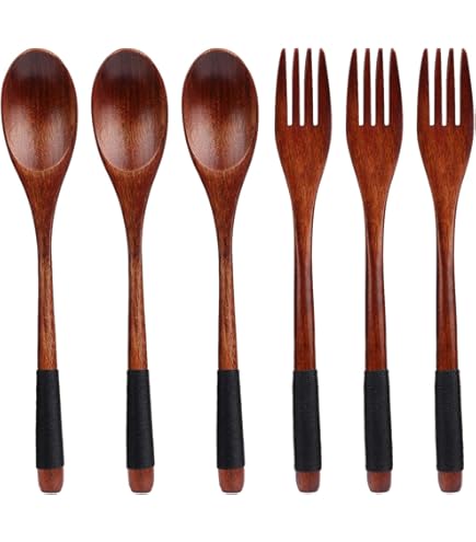 8 Pezzi Posate In Legno Stile Giapponese - Cucchiai E Forchette Con Manico Lungo, Per Campeggio E Casa - Foto 9