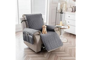 AHSBND Sesselschoner Sesselauflage Sesselbezug Fernsehsessel Schutzbezug: Sesselüberwurf Sessel überzug für Relaxsessel mit Taschen für Zuhause mit Hund (Grau)