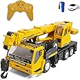 Aputue Remote Control Crane, 8 Channel Remote Control Large Crane Truck with Light and Sound, 2.4GHz Rechargeable RC Construction Vehicles Toys Gift for Kids Age 7 to 12 Year Old Boys Girls