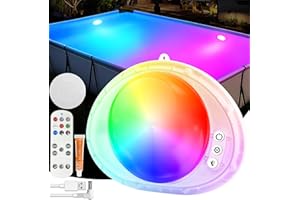 DeeprBlu 2025 Migliorato Luci Sommergibili Piscina con Telecomando, Luce Piscina Fuori Terra Galleggianti Ricaricabile, Luce Piscinas Magnetica con Collante, Luci Vasca Idromassaggio per Vasca, Spa