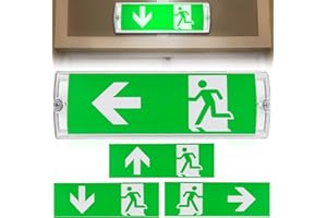 BAIFULAI EXIT IP65 Lampe de secours LED, éclairage jusqu'à 3 h, mode d'urgence, batterie intégrée, 4 pictogrammes, panneau de sortie de secours