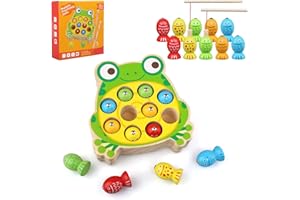 Ballery Giochi Bambini 2 Anni, Giochi Montessori Magnetici in Legno, Giochi di Pesca per Bambini mit 10 Pesci e Due Canne da Pesca, Giochi Educativo Regalo Bambino per 2 3 4 5 Anni