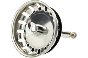 tecuro Cestello per scarichi lavelli, acciaio inox Ø 54 mm, asta di guida regolabile, azionamento a fune