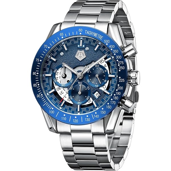 RORIOS Orologio Uomo Analogico Al Quarzo – Cronografo Con Fasi Lunari E Calendario – Cassa 48mm In Acciaio Inox – Con Scatola Regalo - 2