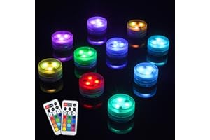 wucgea Mini led Luces Sumergibles - IP68 Impermeable Luz Multicolores con Control remoto para Fiesta Bajo ei Agua Halloween Calabaza base de florero jacuzzi estanque y Casa Decoloración