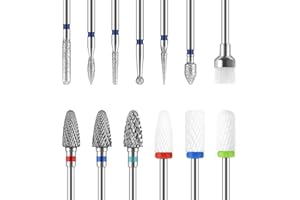 ‎MAQUITA MAQUITA 13 Nagelfräser Aufsätze, 3 Stück Wolframkarbid Nagelfräser Bits + 3 Stück Keramik Nagelfräser Bits Professioneller Fräser Bits Entfernen Gel Acryl Nagelhaut