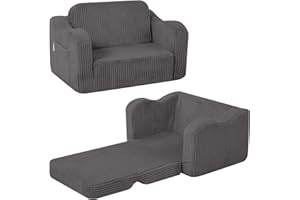 ‎MEMORECOOL MeMoreCool Cord Kindersofa, Kinder Relaxsessel, Baby Lounge Sofa, Mini Couch für Kuschelecke Kinderzimmer, ausklappbare Couch für Jungen und Mädchen im Alter von 1–3 Jahren, Anthrazit