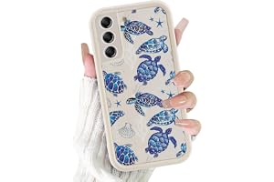 Kivlclri Fodral för Samsung Galaxy S21 6,2 tum, estetisk blå sköldpaddsmönster mönster vit silikon ultra tunn TPU för kvin