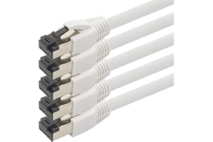 1aTTack.de 3,0 m Cat 8 Netzwerkkabel CAT8 Kabel Weiss - 5 Stück Cat.8 Lan 2000 Mhz 40 Gbit s 40GBase-T Poe+ Patchkabel Ethernetkabel LSZH - 5 x 3 Meter Weiss