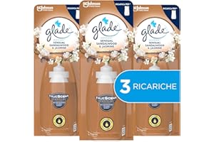Glade Sense & Spray Profumatore per Ambienti con Oli Essenziali e Sensore di Movimento, Fragranza Gelsomino e Sandalo di Bali, 3 Ricariche