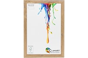 CLAMARO "Neo Collage" ramka na zdjęcia 30 x 43 cm, ręcznie wykonana na wymiar, dąb vintage, srebrna, MDF, w zestawie szkło akrylowe i metalowe zawieszki (format poziomy i pionowy)