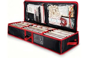 Himissy Contenitore per Carta da Regalo Natalizia, Borsa Porta Rotoli Carta da Regalo, Organizzatore Carte di Natale, Nastri, Etichette e Fiocchi per la Conservazione, 82 x 34 x 13 cm (Nero)