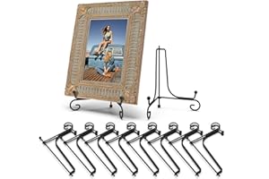 WATEFOER Supporto da esposizione in 8 pezzi, supporto per piatti in ferro pieghevole, supporto per quadri da esporre, cavalletto in metallo per piatti decorativi, cornici, libri, opere artistiche
