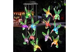 Qedertek Pasqua Decorazioni, Luci Solari da Esterno Forma di Campane a Vento, Luci Solare Colorate con Colibrì Trasparente per Decorazione Pasqua Giardino, Patio, Albero, Balcone, Tarrazza