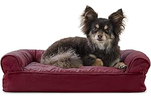 Furhaven Haustierbett für Hunde und Katzen, orthopädisches Sofa, Wohnzimmer, Couch für Hunde und Katzen, erhältlich Designs, Memory-Foam, Small (Memory Foam), weinrot