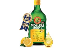 Möller's Omega 3 Lebertran Öl | Nordic Omega 3 Nahrungsergänzung mit EPA, DHA, Vitamin A, D, E | Superior Taste Award | Hochr