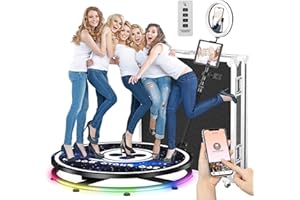 YCKJNB 360 Photo Booth Machine mit Flight Case, Kostenlose Logo Anpassung, Software Steuerung, Automatische Drehung für 5-7 Personen zum Stehen (45.3''/115cm)