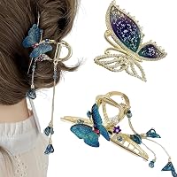 2 Stück Schmetterling Haarklammern – Metall-Greifer Mit Strass, Rutschfest, Für Dünnes & Dickes Haar