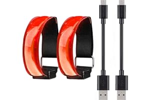 HEAWAA USB Aufladbares LED Armband, Leuchtband Reflektorband für Joggen Laufen Outdoor-Sportarten, Sicherheitslicht, Reflektor und Blinklicht für Kinder Erwachsene, mit Blinkende und statische LED-Funktionen