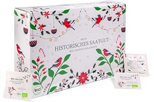MOHNBLUME BIO Saatgut Adventskalender "Historische Sorten", 24 x alte Gemüse und Kräuter Samen, Samen Set mit Saatgut Raritäten