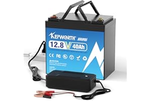 DEESPAEK Akumulatory głębokiej pracy cyklicznej LiFePO4 z 100 Ah 12,8 V , kumulatory litowe głębokiego rozładowania, idealny do łodzi, obozowicz, do trollingu, kosiarki, Energetyka słoneczna i wiatrowa (12V 40Ah)