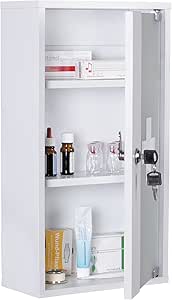 Wohnling Medizinschrank Ella Holz, 26 x 48 x 12 cm abschließbar mit 3