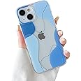 DEFBSC Compatible with iPhone 15 Case, Soft Shaped Art Design with Built-in Bumper Protective Phone Case, Cute Slim TPU Cover Designed for iPhone 15 Case,Blue