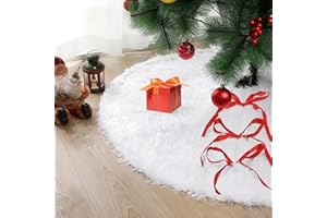 Xaosin Tappeto Albero di Natale 150 cm Rotondo Copri Base Albero Natale Bianco Peluche Gonna Albero di Natale per Decorazioni Albero di Natale