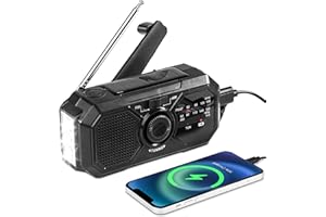 ZOVCAL Solar-Notfallradio AM FM, tragbar, Solarfunk, 2500 mAh, wiederaufladbar, mit Kurbel mit Taschenlampe, SOS-Alarm, wiederaufladbar, für Zuhause und Camping (Schwarz)