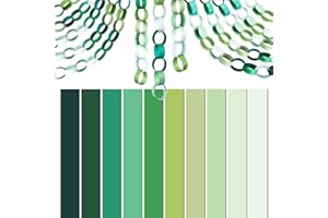 CHRORINE 600Pcs Colorful Paper Chains Strips for Birthday Party Decorations DIY Crafts Supplies (Green, 1 x 7.08 inches)