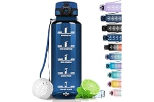 ‎GRSTA Grsta Trinkflasche 1,5 Liter - Sport, BPA Frei, Kohlensäure Geeignet, Auslaufsicher, Wasserflasche Mit Filter Und Zeitmarkierung Für Gym, Schule, Büro Und Outdoor