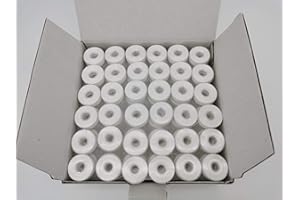 DOUBLELIN Bobina preavvolta, lato in plastica, taglia L, colore bianco, 144 pezzi per scatola, poliestere 60S/2, doppia, compatibile con Babylock, Barudan, Bernina, Brother, Consew, Juki, Singer, Tajima e altro