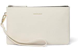 DORIS&JACKY Clutch aus Ziegenleder, mit Handgelenk, niedlich, klein, mit Riemen, 3-Off, Weiß, Middle, Ziegenleder Off White
