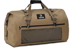 IRON JIA'S Motorcycle Bag Luggage Roll Waterproof Motorcycle Tail Bag Saddle Bag Travel Bag with Roll-Sealed Shoulder Straps Suitable for Motorcycle Cycling Camping Water Sports Brown 70L