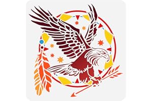 FINGERINSPIRE Adler Schablone 30x30cm Fliegender Adler Zeichnung Malerei Schablone, Kunststoff Sterne Flaggen Federn Pfeile Muster Große Wiederverwendbare Schablonen Zum Malen, Heimwerken, Dekor