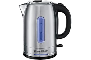 Russell Hobbs Electric Kettle (For Hot Water, Tea or Coffee, 1.7L, Brushed stainless steel, Quiet boil technology, Rapid Boil, Perfect pour) Quiet Boil 26300