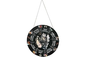 SHURZZESJ Cartello pagano da 30,5 cm con ruota 'anno in legno, decorazione da parete pagana, Wicca, cartello per porta, decorazione da parete, calendario Wicca, Altare Yule con motivo a nodi, streghe, rune,