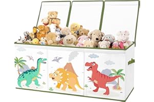 alldomess Kids Toy Box Storage,Extra Large Toy Chest Organizer with Lid & Handles,Collapsible Storage Box for Boys Girls,Lightweight Kids Storage Organizer for Bedroom Nursery,96×32×40cm,Dinosaur