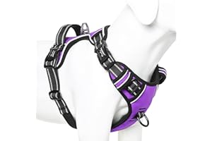 HEELE Pettorina Cane, Imbracatura Sganciata Rapido dal Collo, Pettorina Anti-tiro Riflettente e Regolabile con Maniglia Comoda, Morbida e Imbottita per Cani Piccola Media Grande, Porpora M